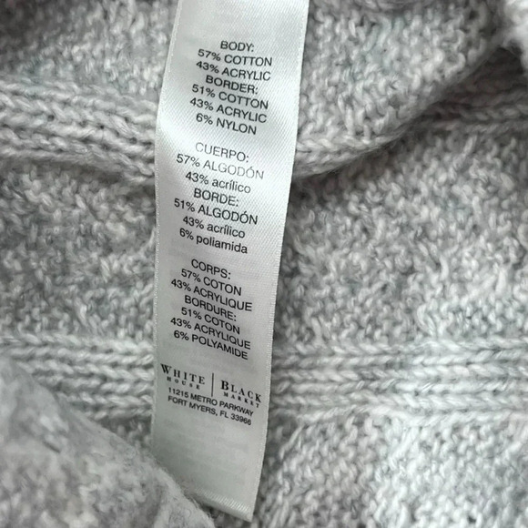 White House Black Market Cable Knit Asymmetrical Gray Poncho Pullover Shawl - Picture 7 of 10